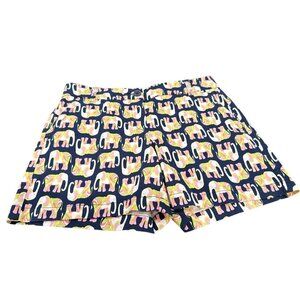 Crown and Ivy Women's Navy Elephant Print Cotton Blend Shorts Size 4 NWT